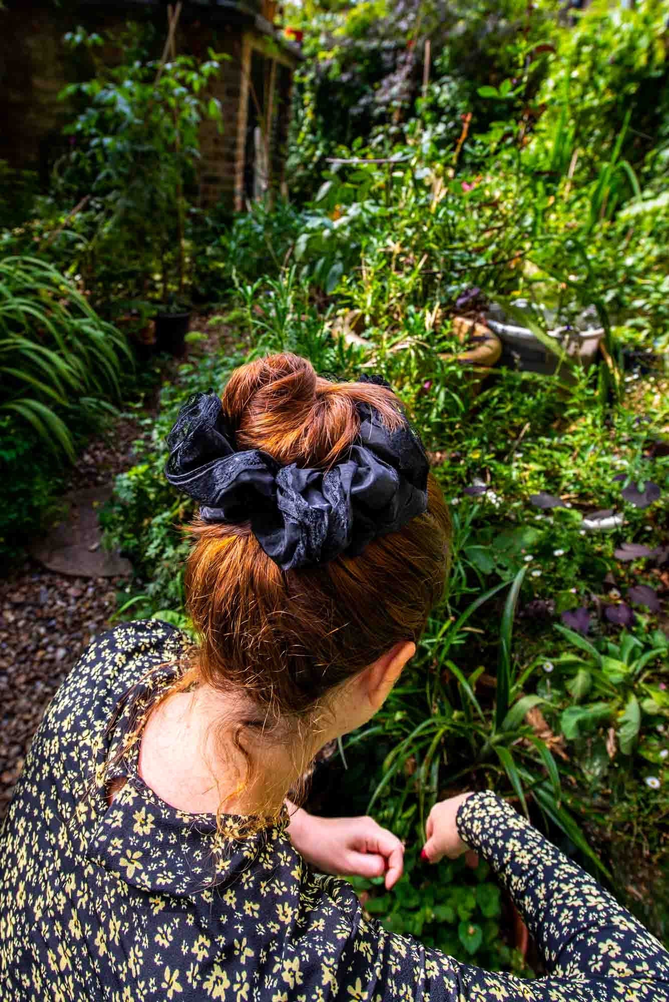 Black French Lace Scrunchie: Glamorous Gothic Hair Tie