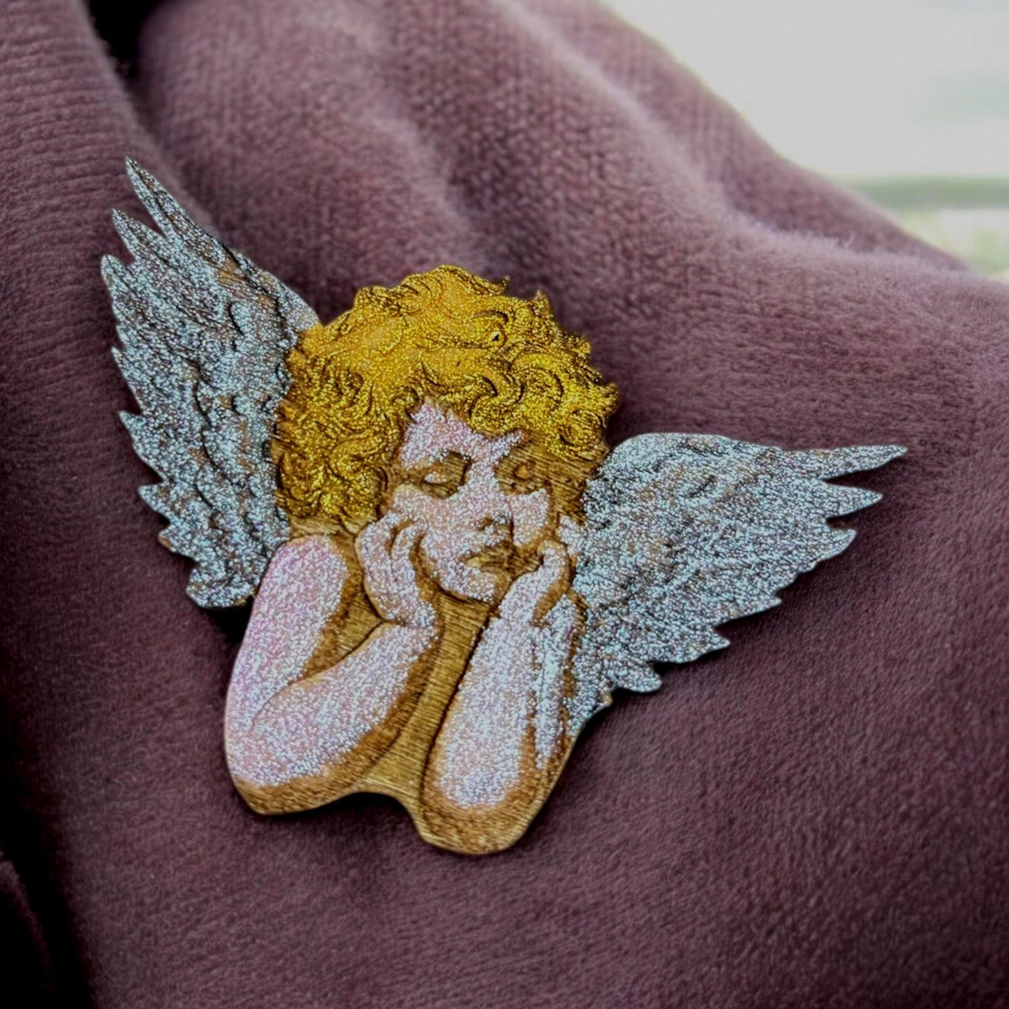 Absolutely Enchanting Handpainted Cherub broach