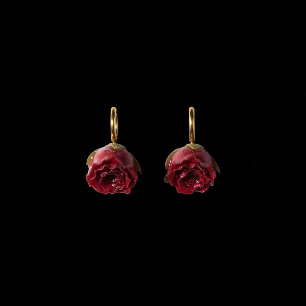 Rose-Red Hoops Made From Preserved Rosebuds and Gold – Josies Pink