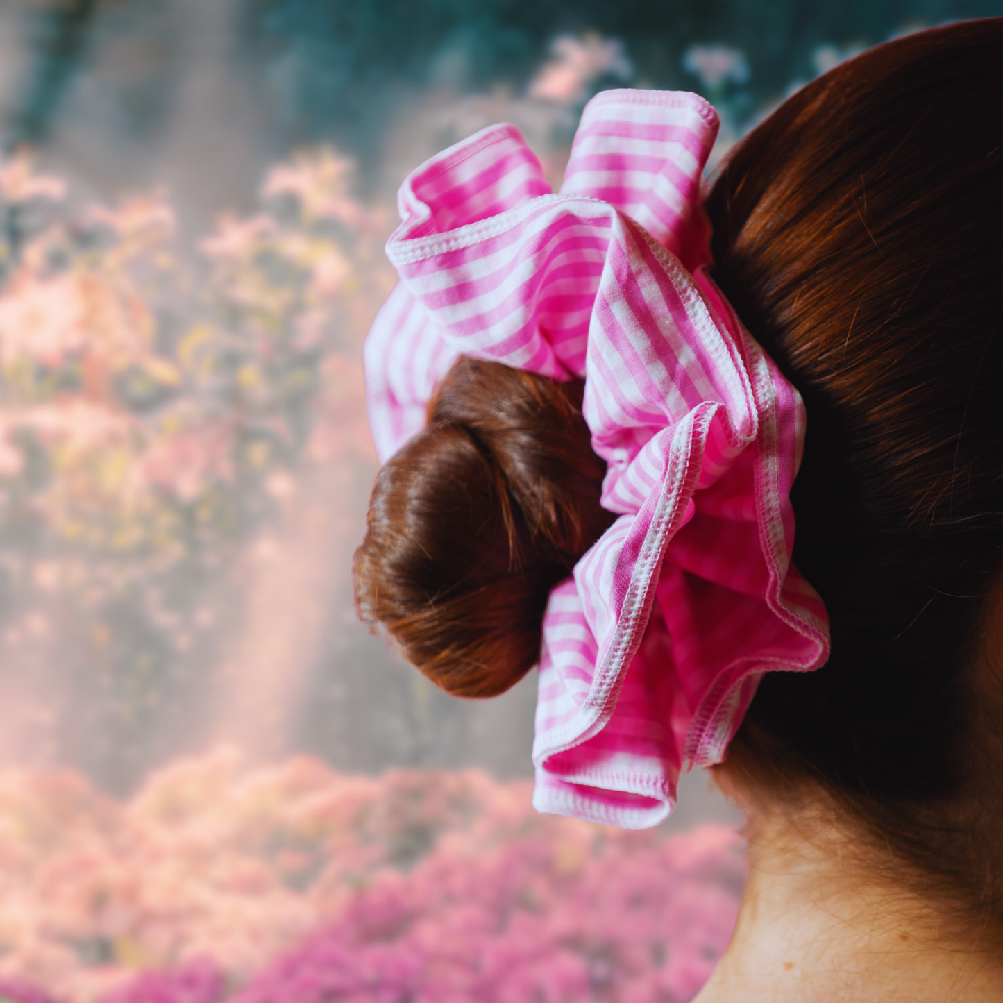 Romantic Pink and White Gingham Layered Gigantic Scrunchie