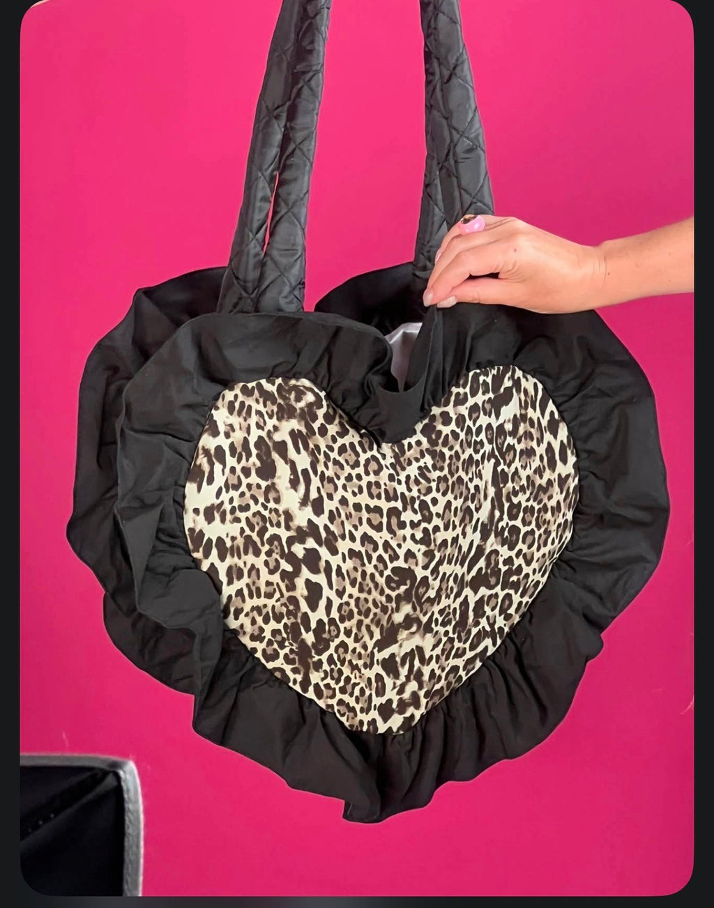 Leopard Ruffle Heart Bag