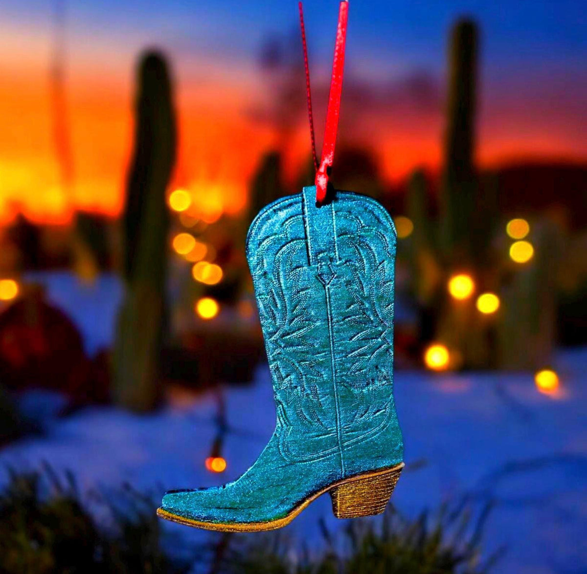 Handpainted Cowboy Boot Hanging Ornament