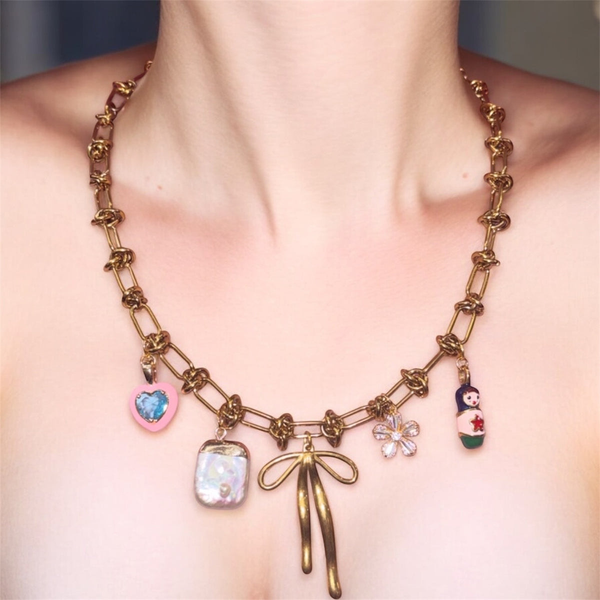 Chunky Babushka Charm Necklace