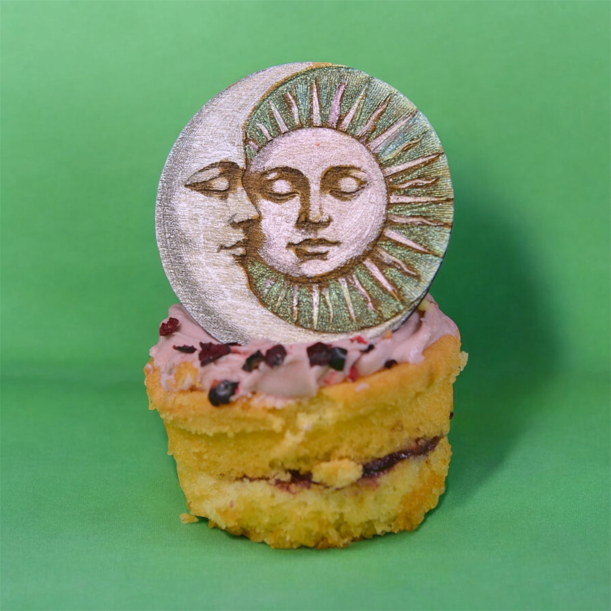 Hand painted Sun and Moon Broaches
