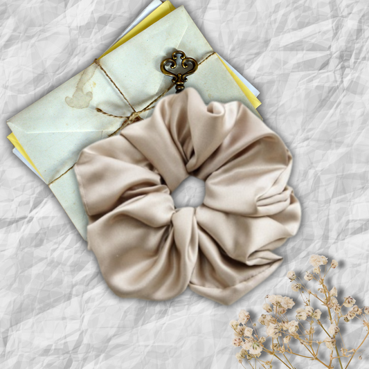 Jumbo XL Mocha Scrunchie - Satin Smooth Elastic Hair Tie