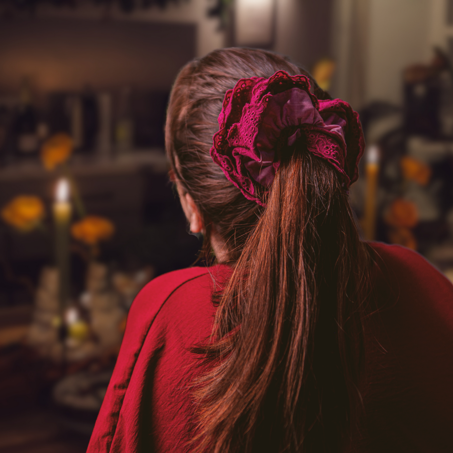Romantic Wine-Red and Pink Jumbo XL Scrunchie