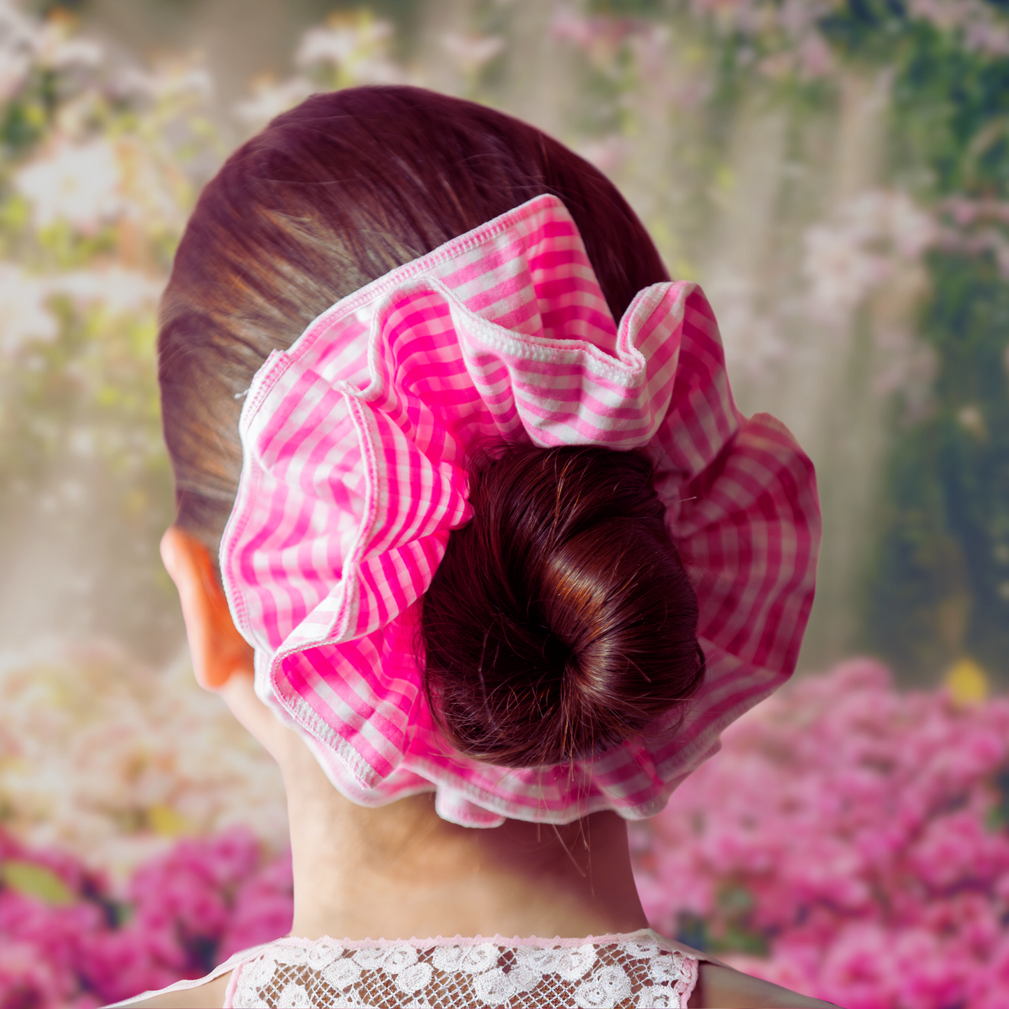 Romantic Pink and White Gingham Layered Gigantic Scrunchie