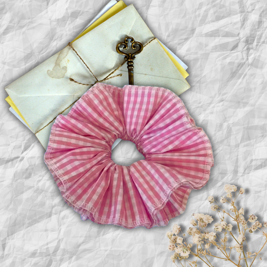 Romantic Pink and White Gingham Layered Gigantic Scrunchie
