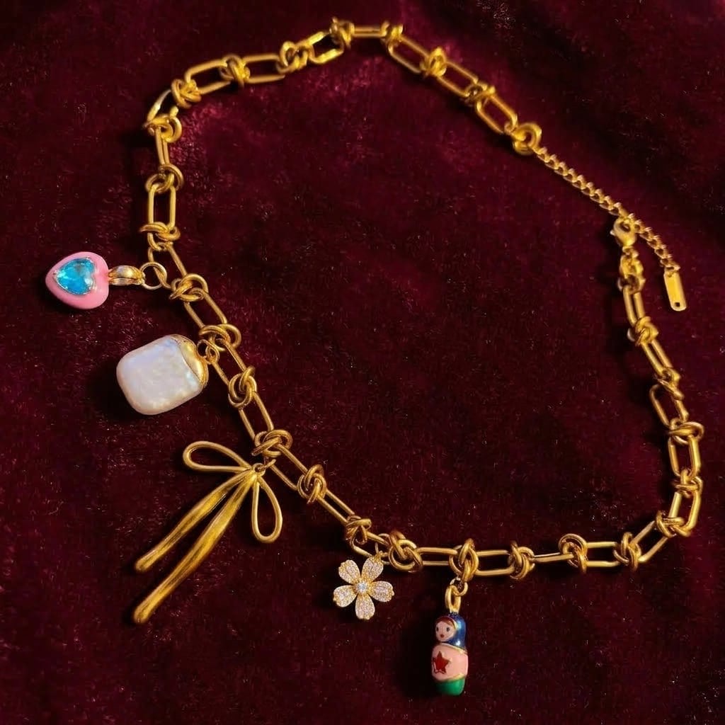 Chunky Babushka Charm Necklace