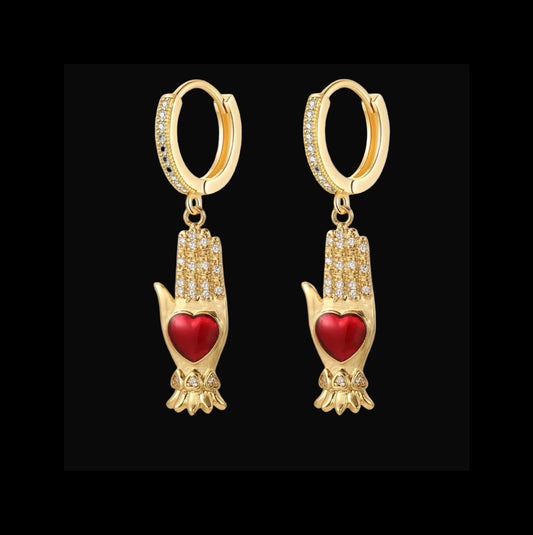 Hand of Fatima Huggie Earrings