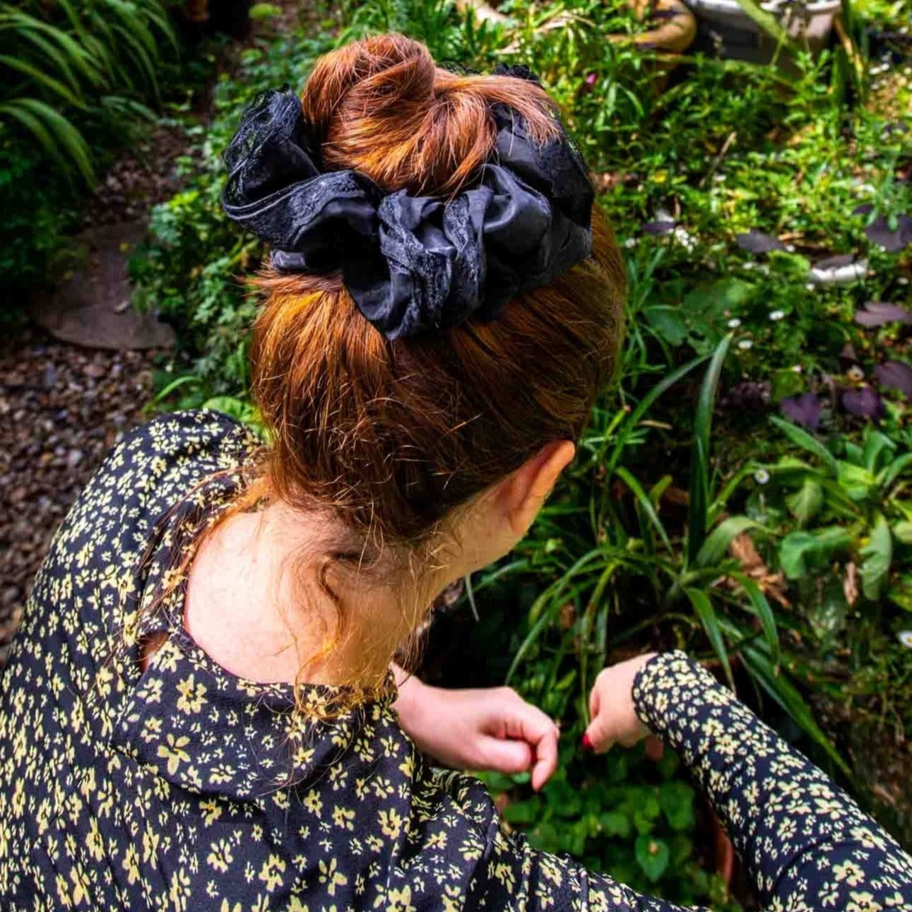 Gorgeous, Romantic Black French Lace XL Scrunchie