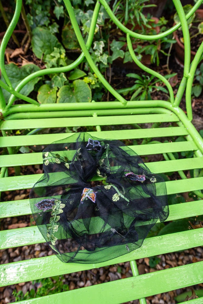 Gorgeous Magical 'Butterfly' Black Tulle XXL Scrunchie - Jumbo Soft Elastic Hair Tie