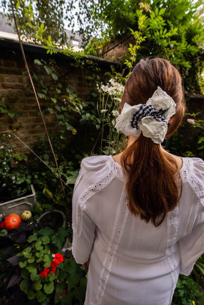 Giant Gingham Scrunchie: Soft Cotton Jumbo Hair Tie