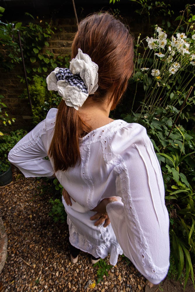 Giant Gingham Scrunchie: Soft Cotton Jumbo Hair Tie