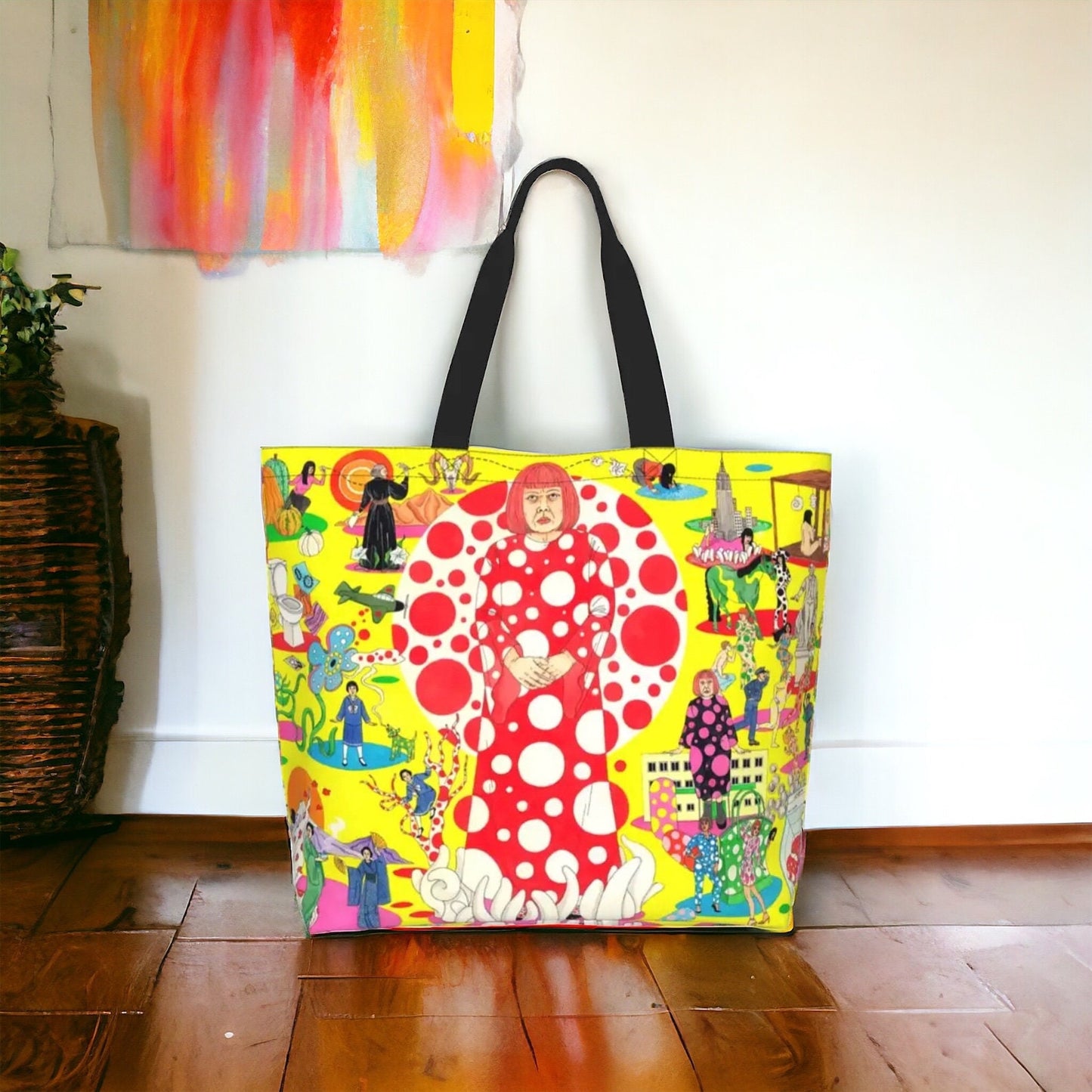 Large Arty Yellow ‘Kusama’ Shoulder Bag With Unique Pattern