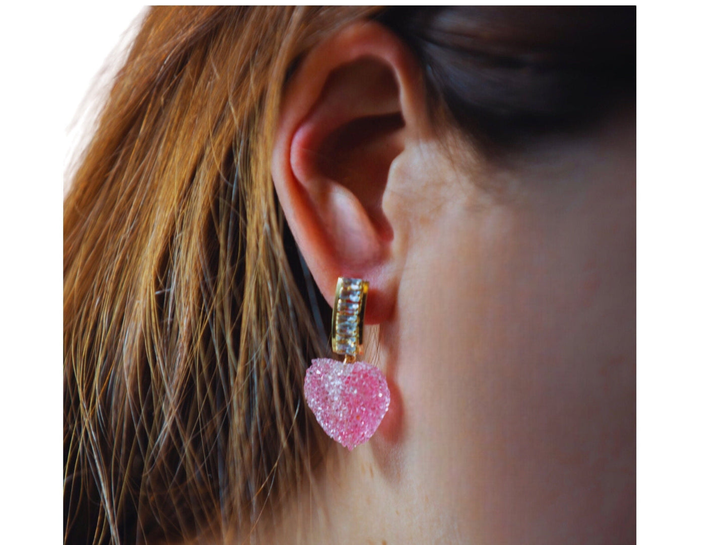 Pink Sparkly Heart Sweetie/Food Earrings - Blue available too.