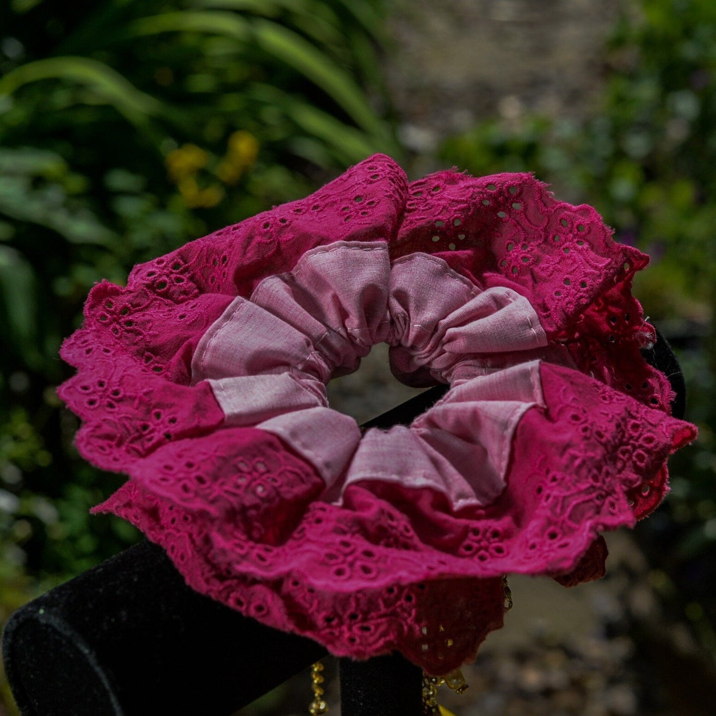 Romantic Wine-Red and Pink Jumbo XL Scrunchie