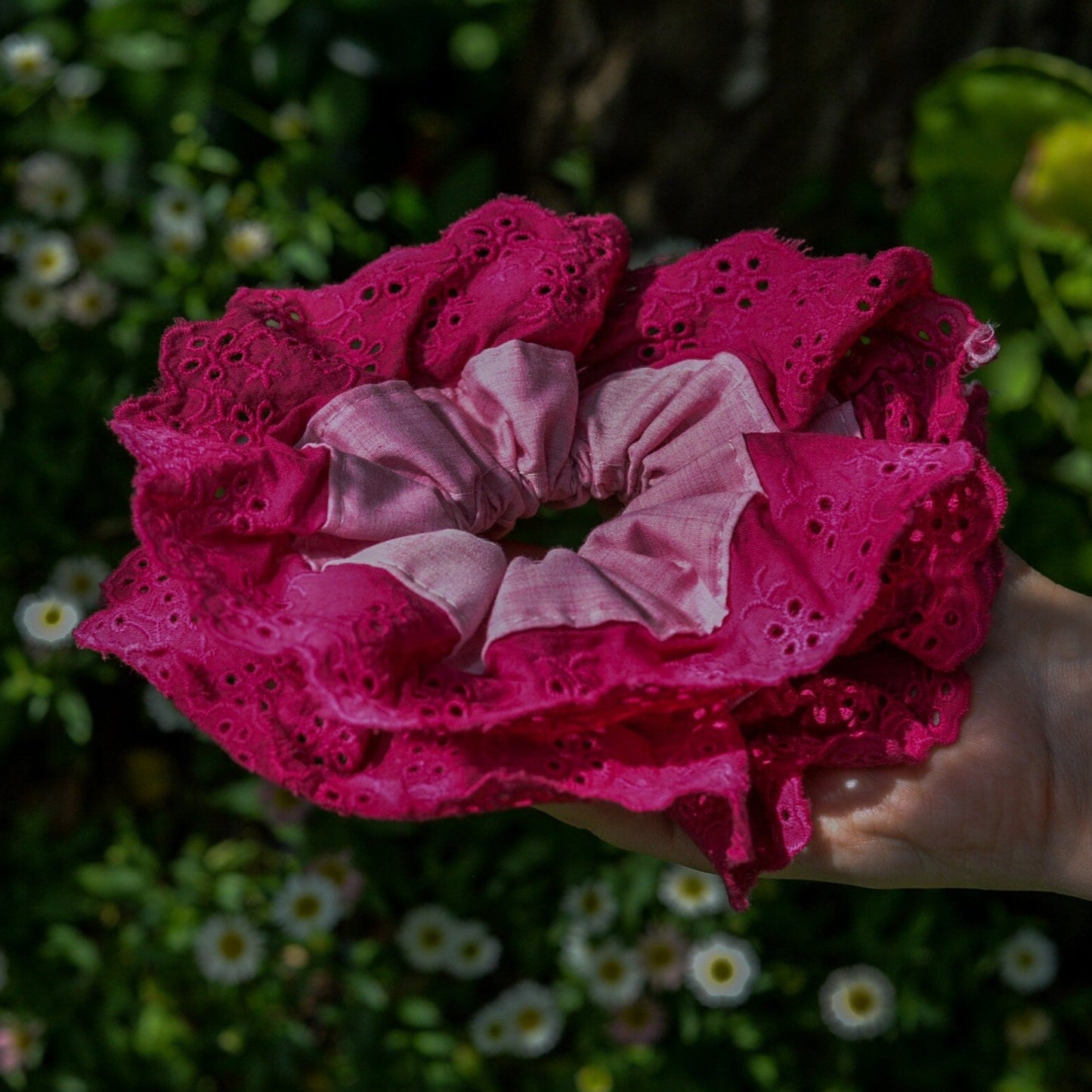 Romantic Wine-Red and Pink Jumbo XL Scrunchie