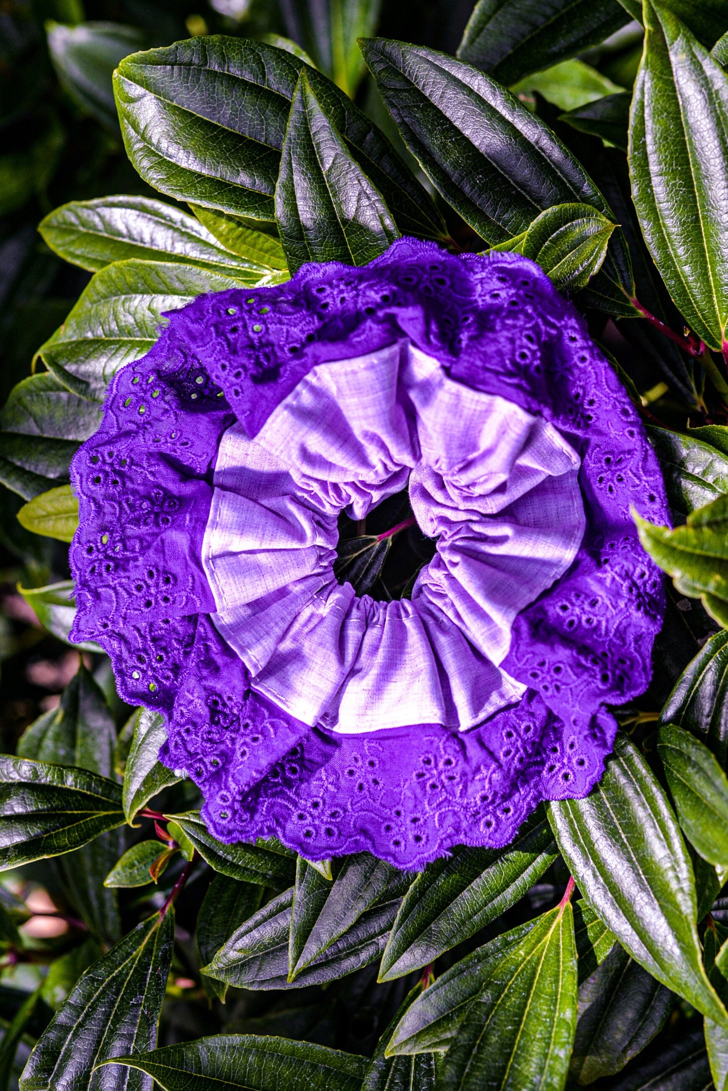 Amethyst Purple French Lace Scrunchie - XL Cotton Hair Tie
