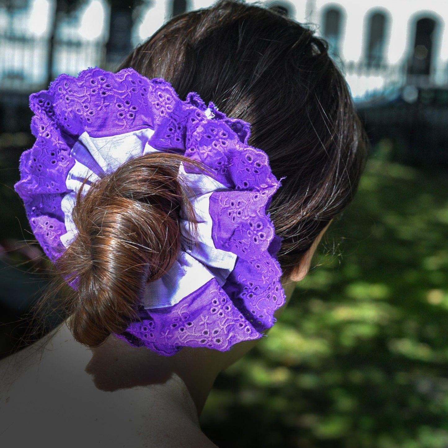 Stunning 'Amethyst' Purple French Lace XL Scrunchie