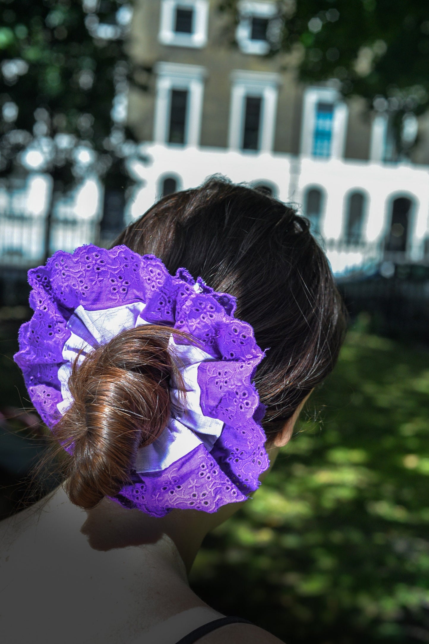 Amethyst Purple French Lace Scrunchie - XL Cotton Hair Tie