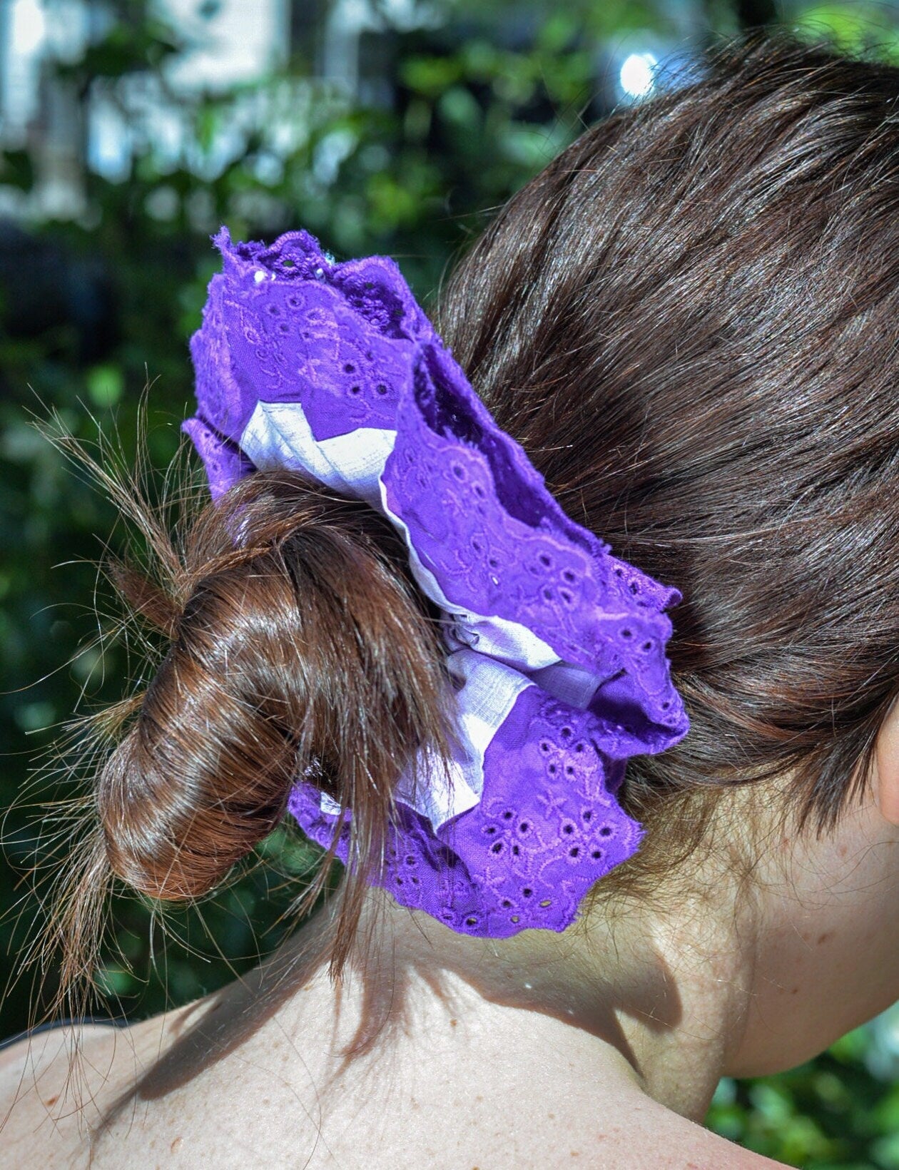 Stunning 'Amethyst' Purple French Lace XL Scrunchie