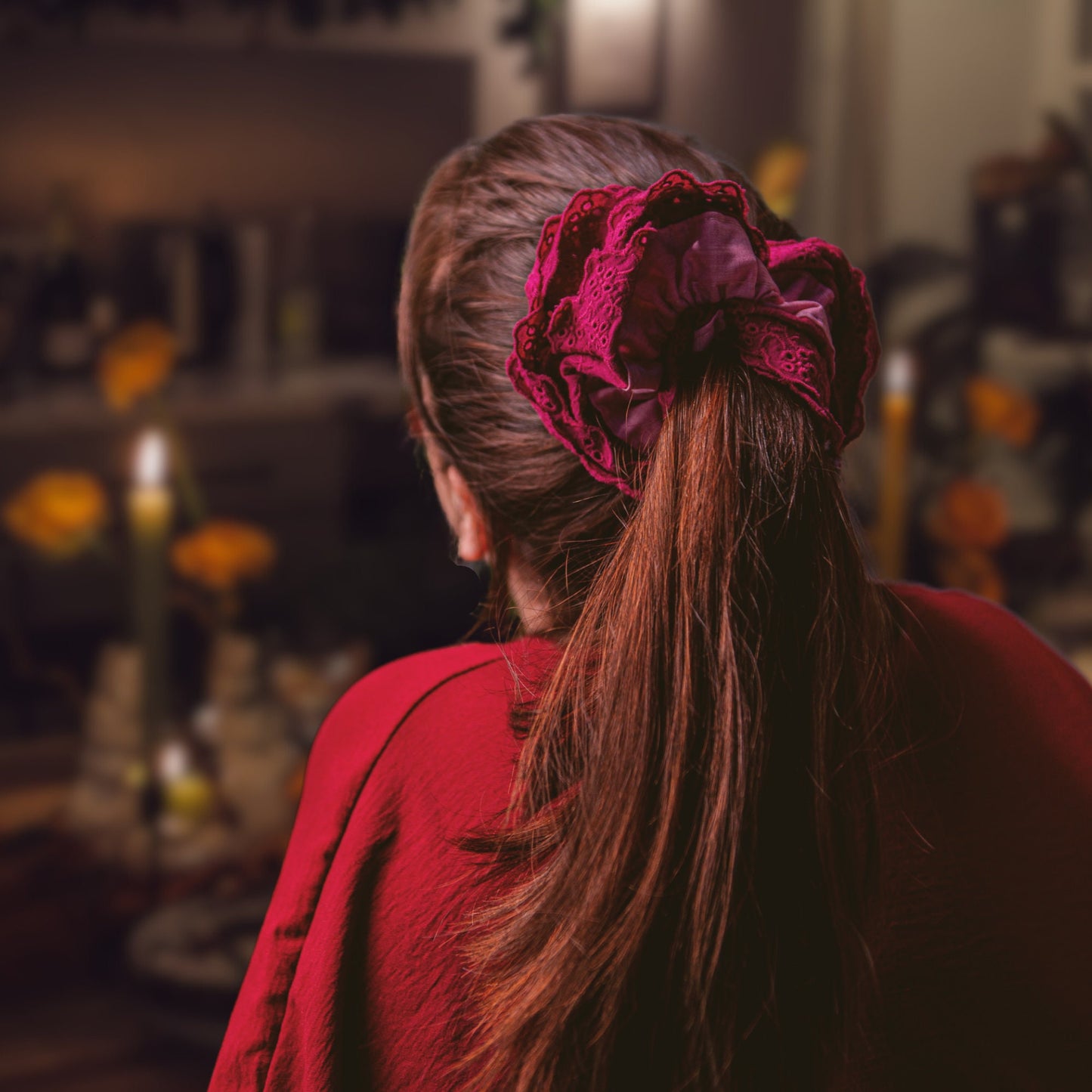 Romantic Wine-Red and Pink Jumbo XL Valentine's Scrunchie