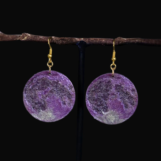Stunning Wooden ‘Flower Moon’ Dangling Earrings