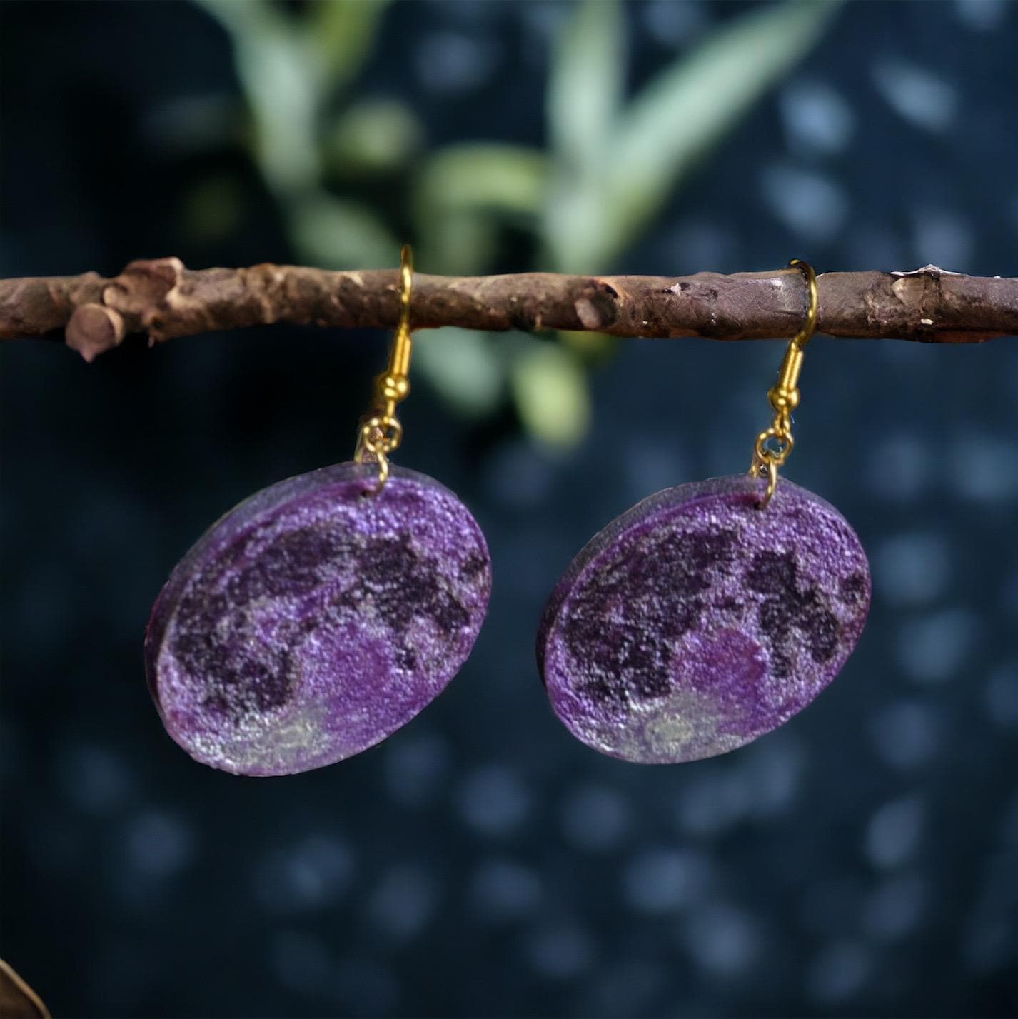 Stunning Wooden ‘Flower Moon’ Dangling Earrings