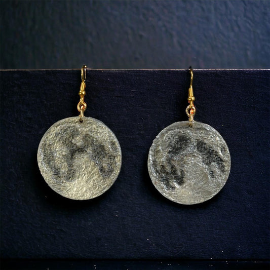 Stunning Wooden ‘Wolf Moon’ Dangling Earrings