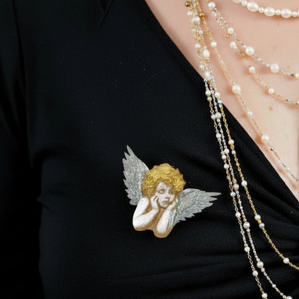 Absolutely Enchanting Handpainted Cherub broach