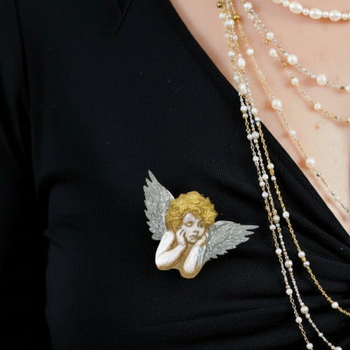 Absolutely Enchanting Handpainted Cherub broach