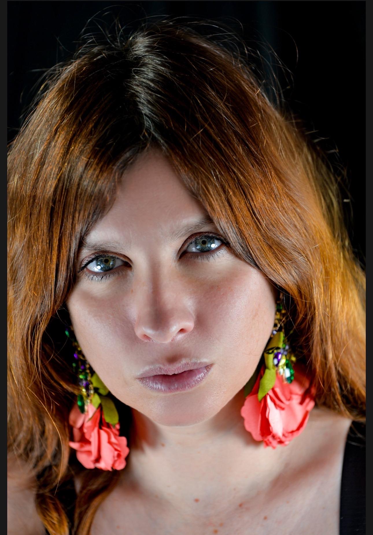 Romantic Fushia Pink Fabric XL dangling earrings with Colorful Jewels