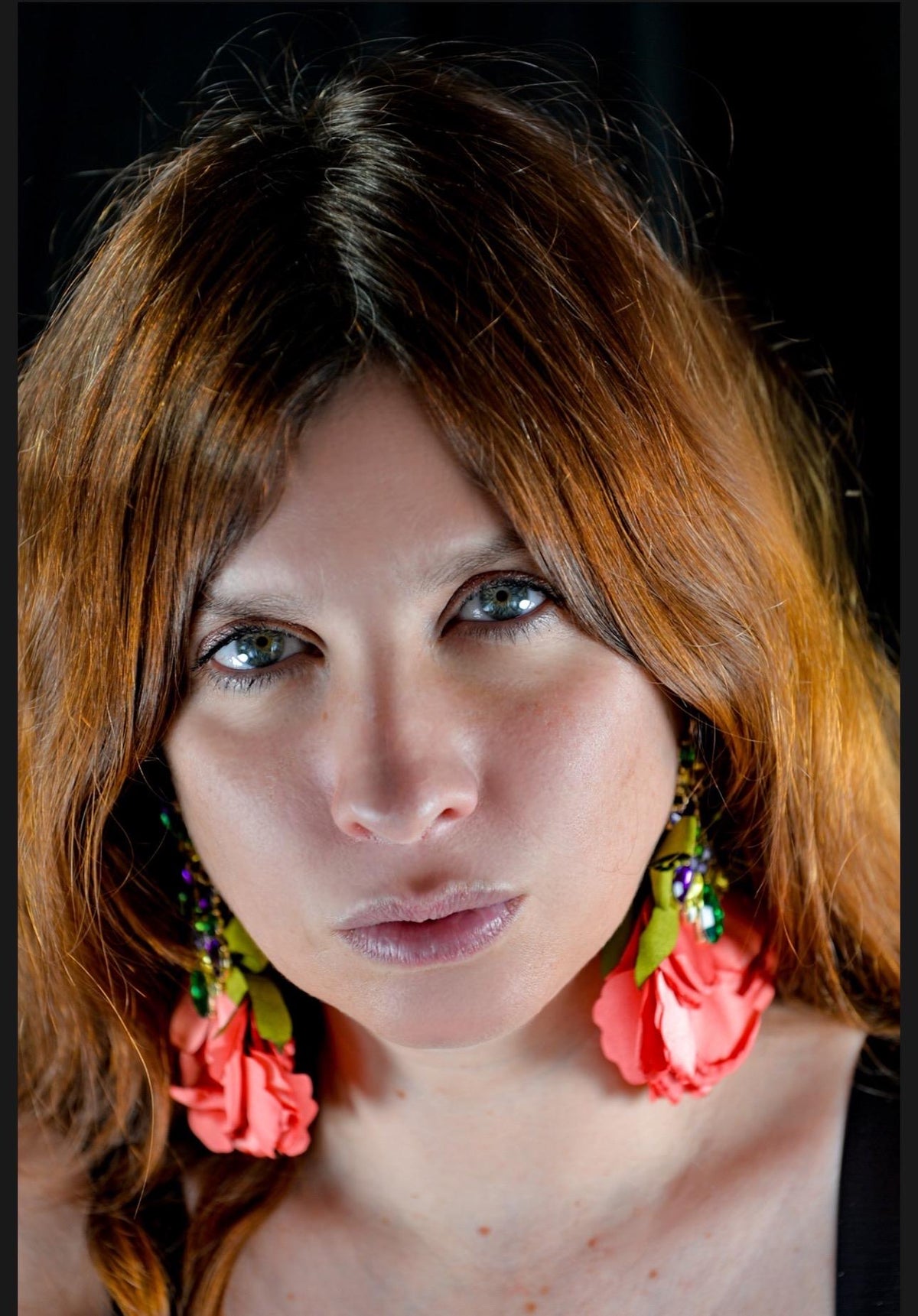 Romantic Fushia Pink Fabric XL dangling earrings with Colorful Jewels