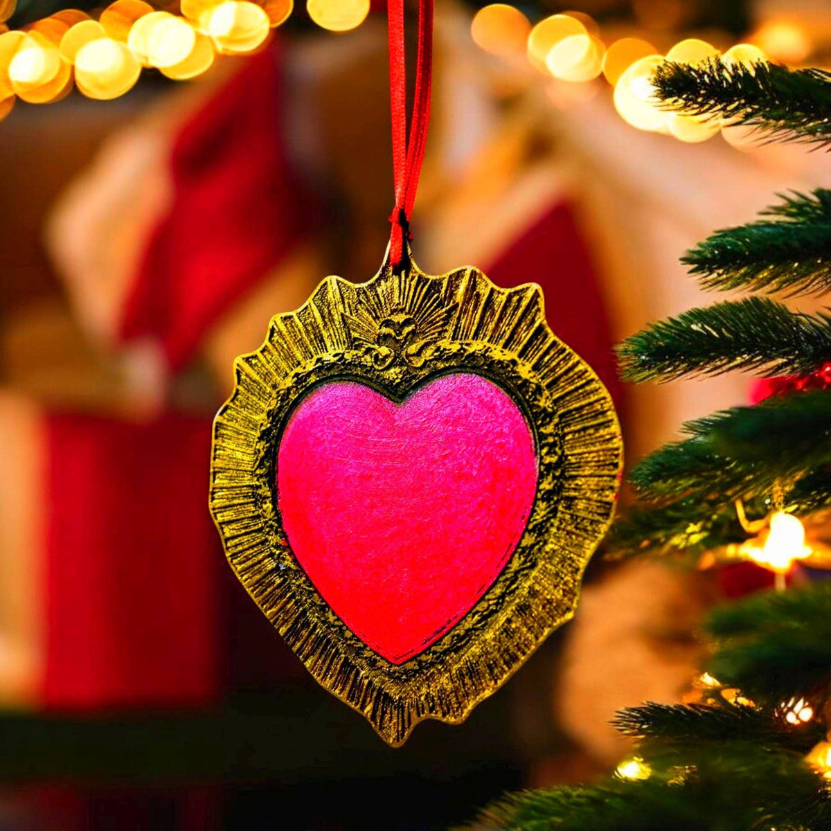 Handpainted Sacred Heart ‘Romeo & Juliet’  Hanging Ornament