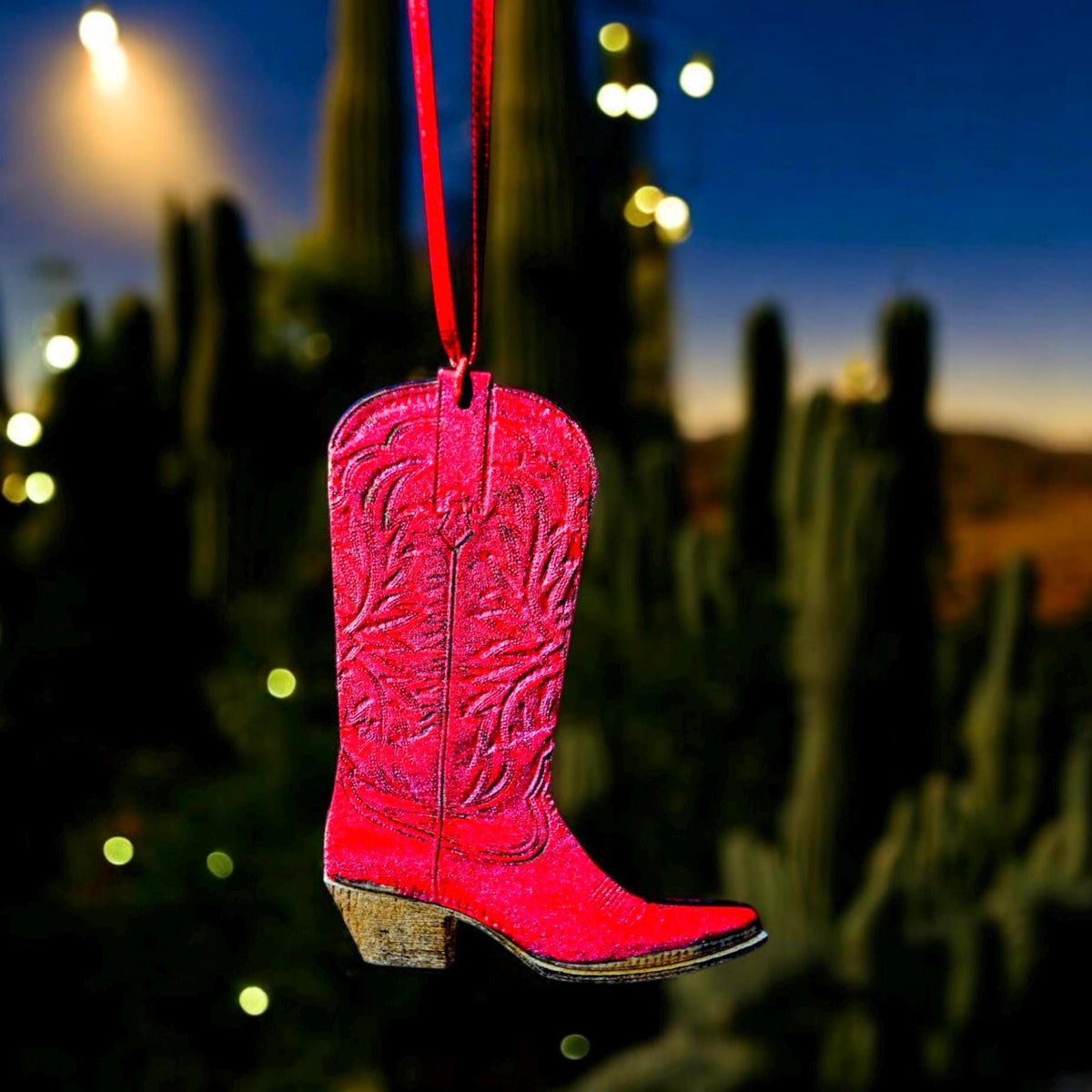 Handpainted Cowboy Boot Hanging Ornament