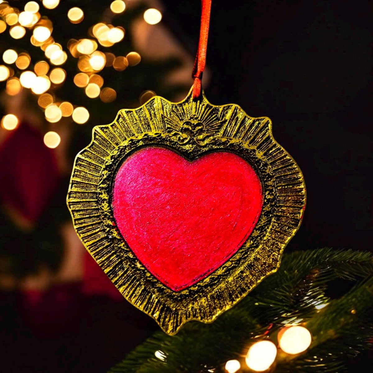 Handpainted Sacred Heart ‘Romeo & Juliet’  Hanging Ornament