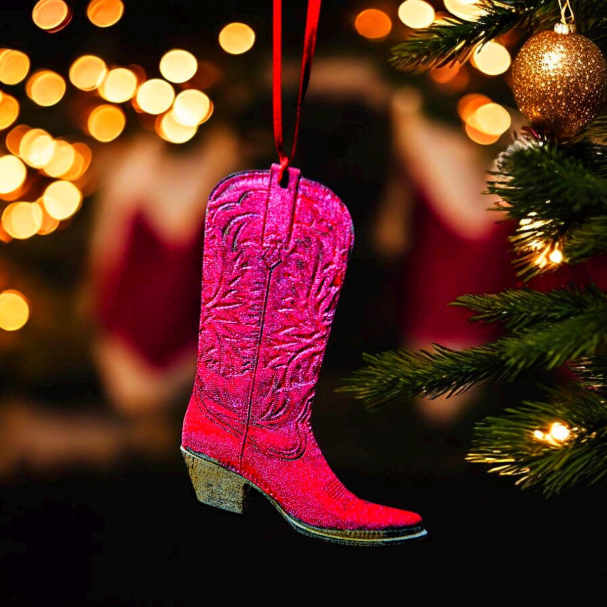 Handpainted Cowboy Boot Hanging Ornament