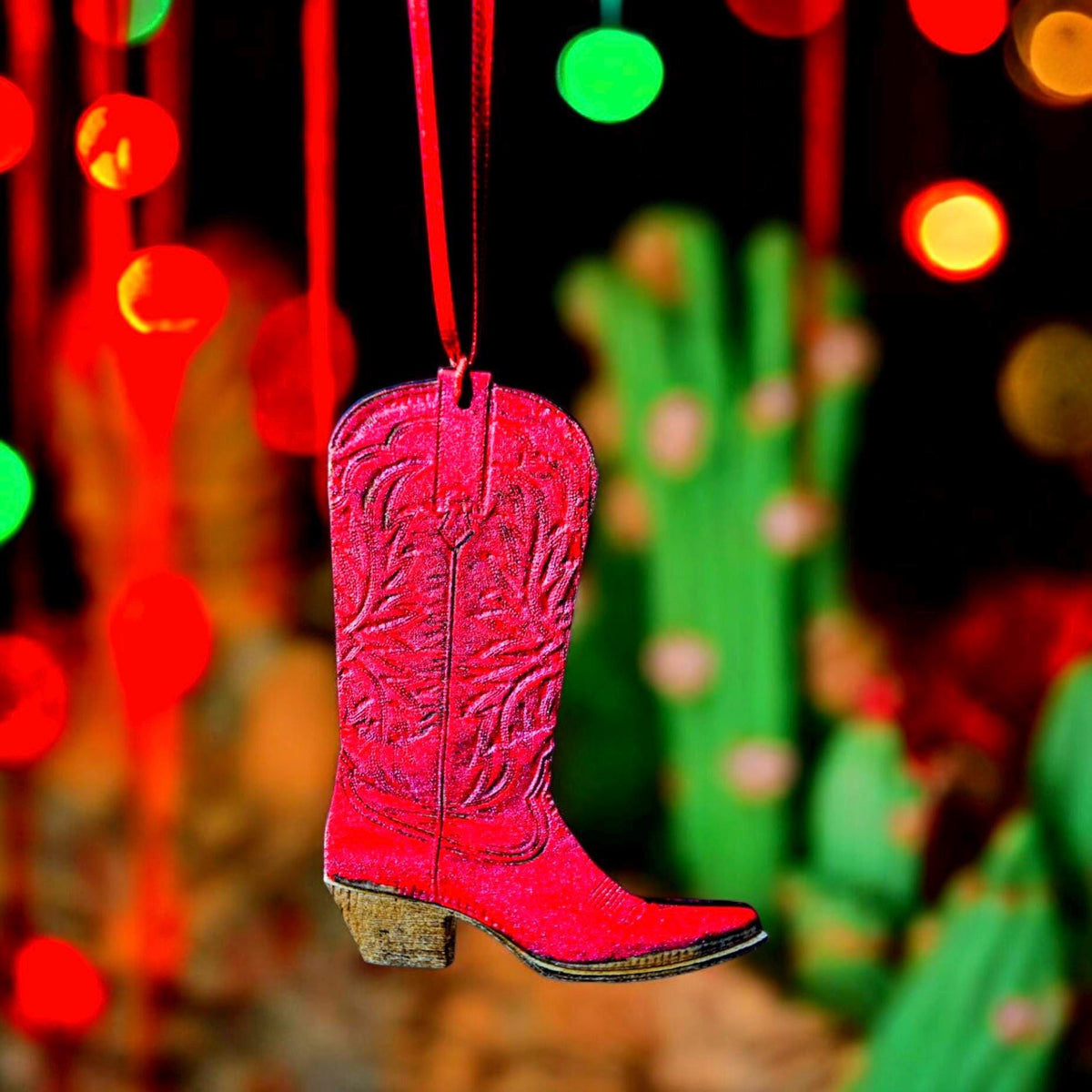 Handpainted Cowboy Boot Hanging Ornament