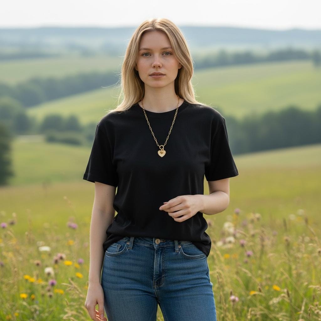 Gold Sacred Heart Necklace: 18K Gold-Plated Paperclip Chain