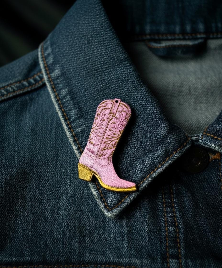 Handpainted Cowboy Boot Broach