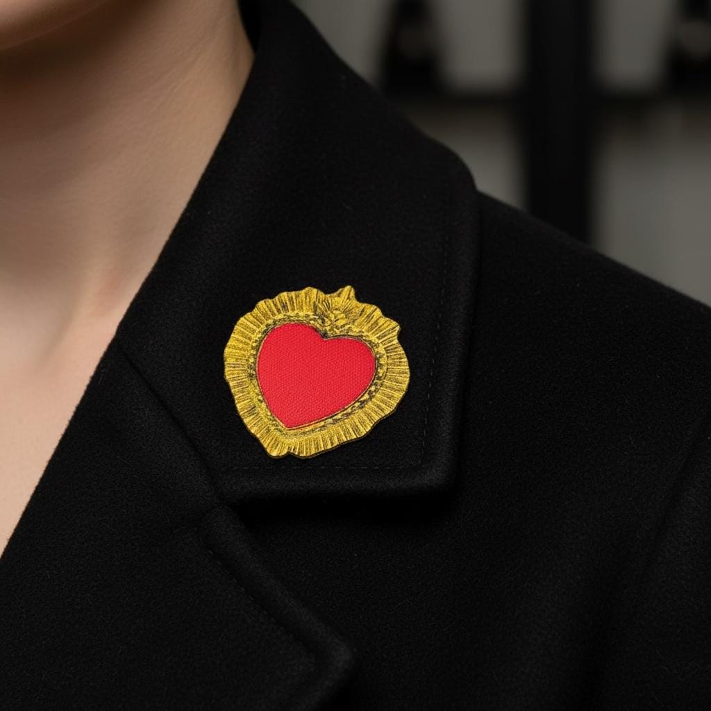 Handpainted Sacred Heart Broach
