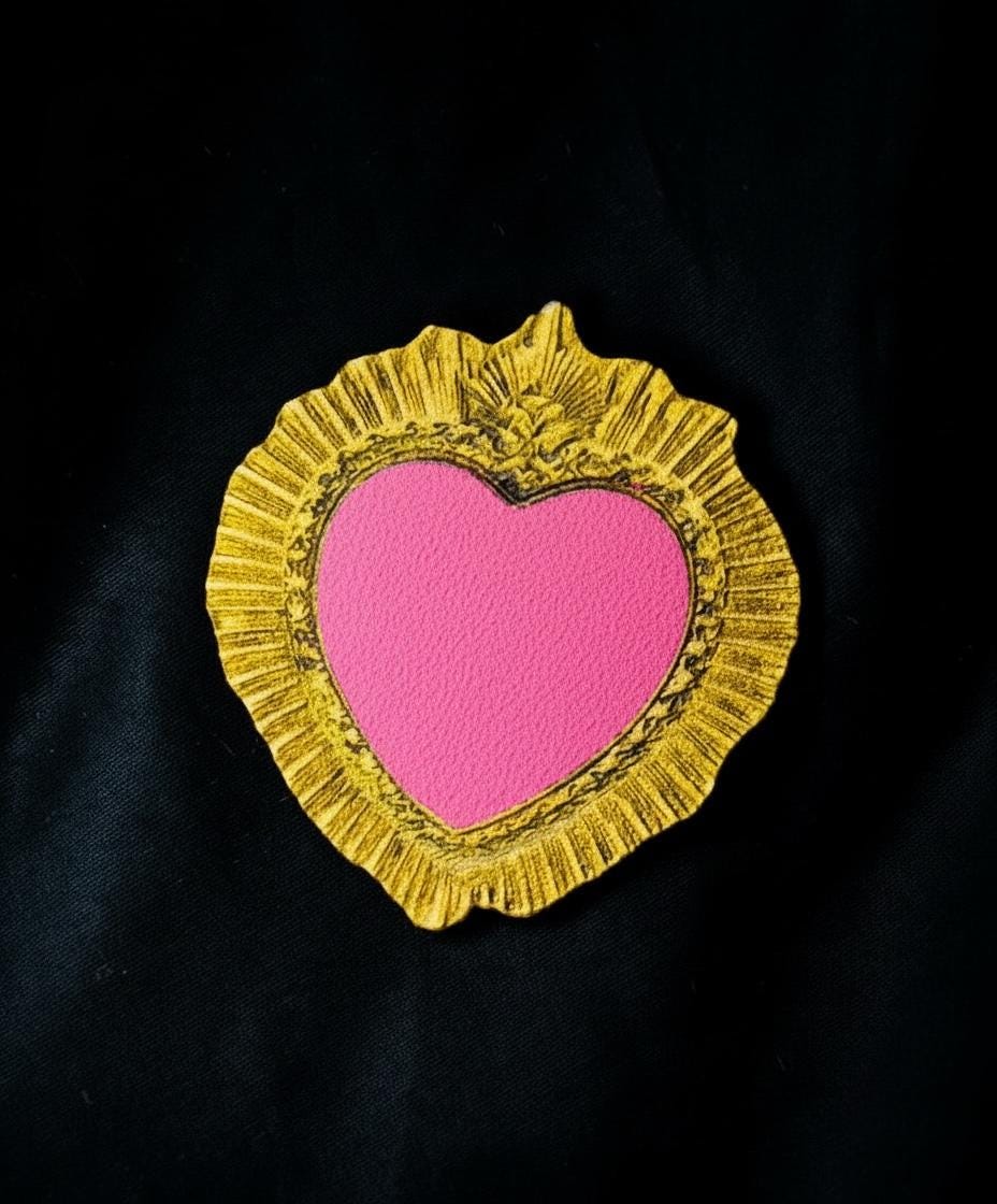 Handpainted Sacred Heart Broach