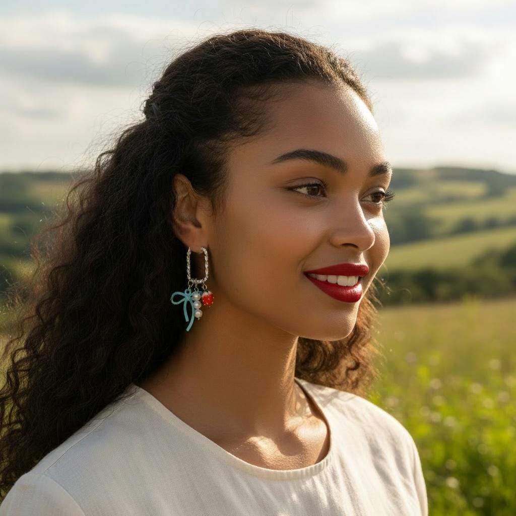 Silver Huggie Earrings: Strawberry, Pearl & Blue Bow Charms