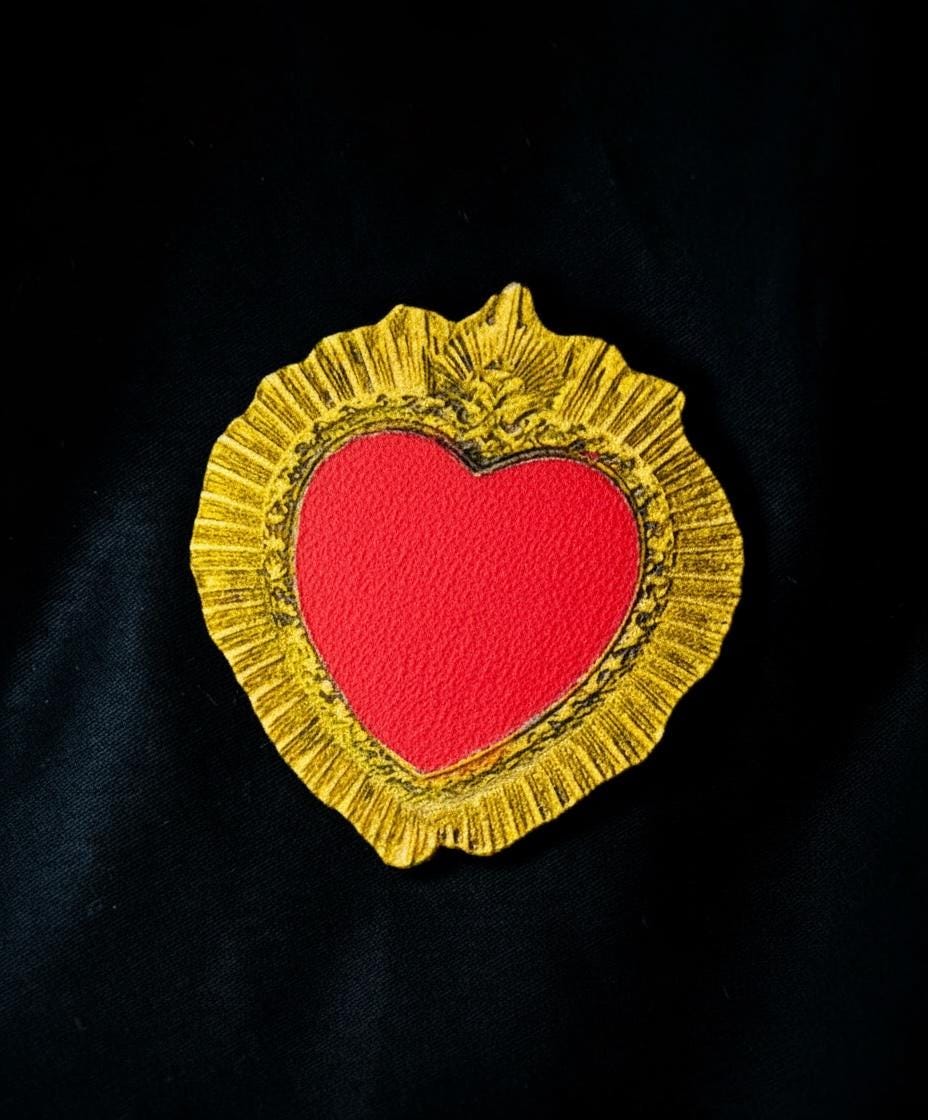 Handpainted Sacred Heart Broach