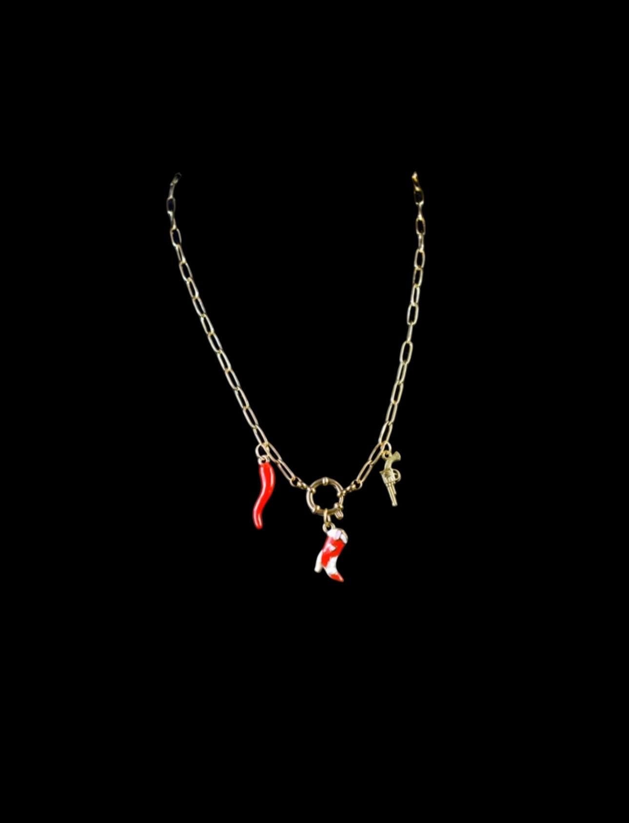 Cowgirl Charm Necklace: Boot, Chilli and Pistol