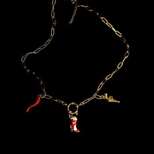Cowgirl Charm Necklace: Boot, Chilli and Pistol